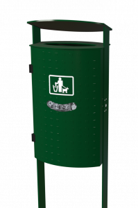 7092-86, 7092-87 Stand garbage collector with oblique hood in burl-sheet metal design and integrated bag dispenser