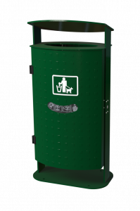 7092-84, 7092-85 Stand garbage collector with oblique hood in burl-sheet metal design and integrated bag dispenser